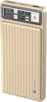 Portronics Luxcell 10K 10000 mAh Designer Power Bank with 22.5W Max Output, LED Indicator, Mach USB-A Output, Type C PD Output, Type C Input, Wake Up ...