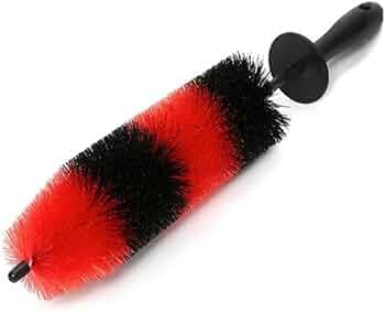DETAILMAX Alloy Wheel & Spoke Cleaning Brush Red-Black use for Cleaning Wheels, Rims, Grills, Engine, Premium and Durable Ergonomic Handle Offers a Co...