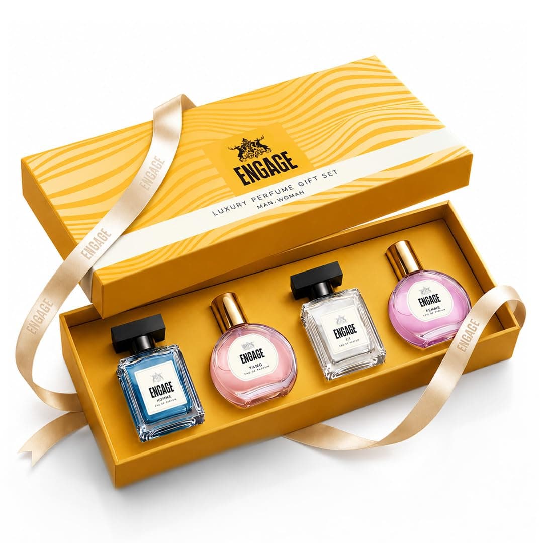 Engage Luxury Perfume Unisex Gift Pack for Men + Women, Travel Sized, Assorted Pack, Ideal Wedding Gift, Anniversary Gift, 100ml (25ml X 4)
