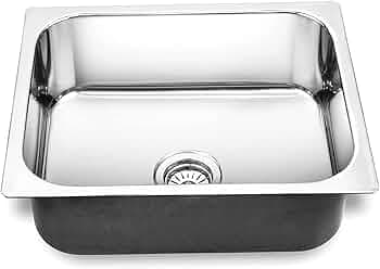 SIROTIA Single Bowl Kitchen Sink With Chrome Finish. 304 Grade SS (Square Round) (Model 5)