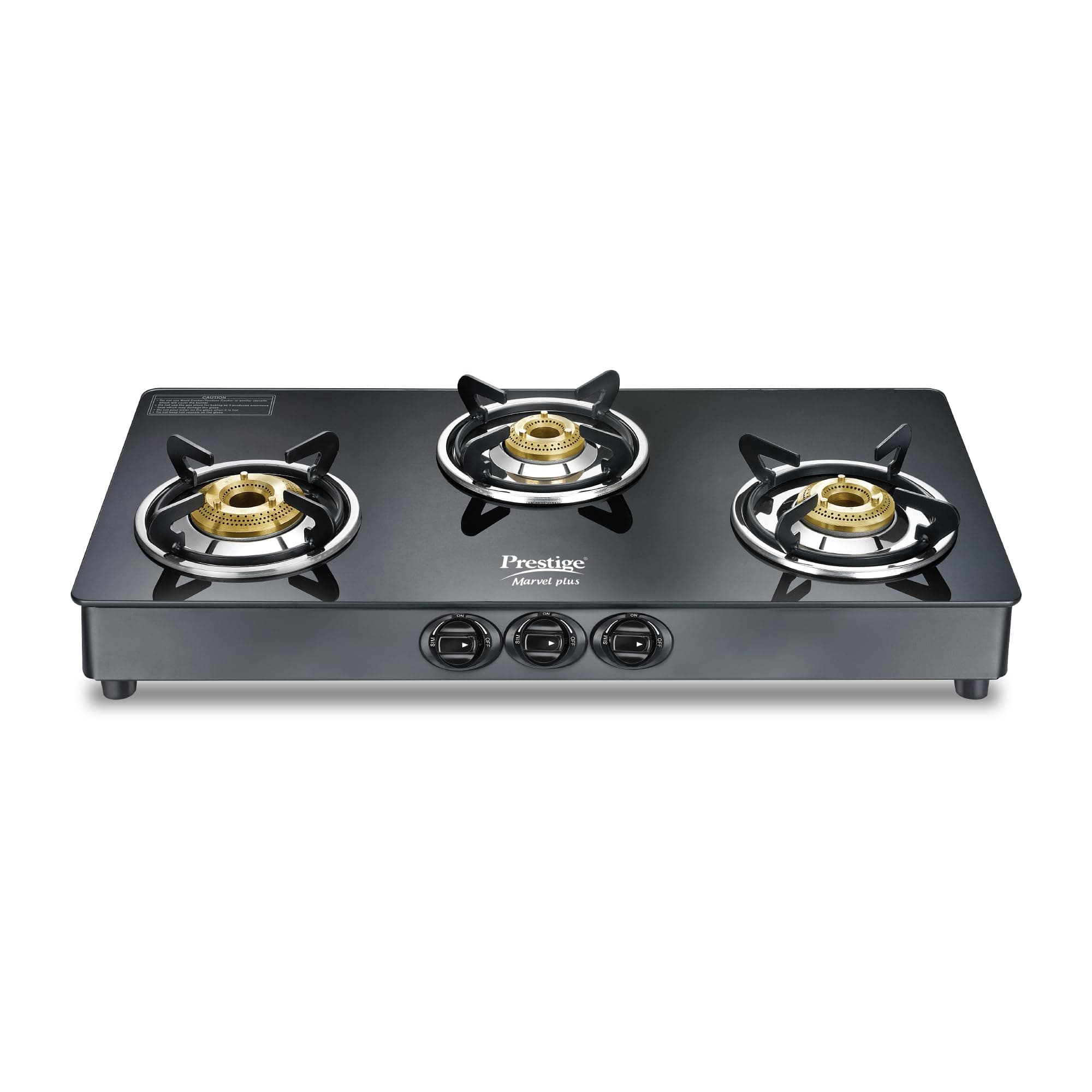 Prestige Marvel Plus 3 burner Glass top, GTM 03, Black