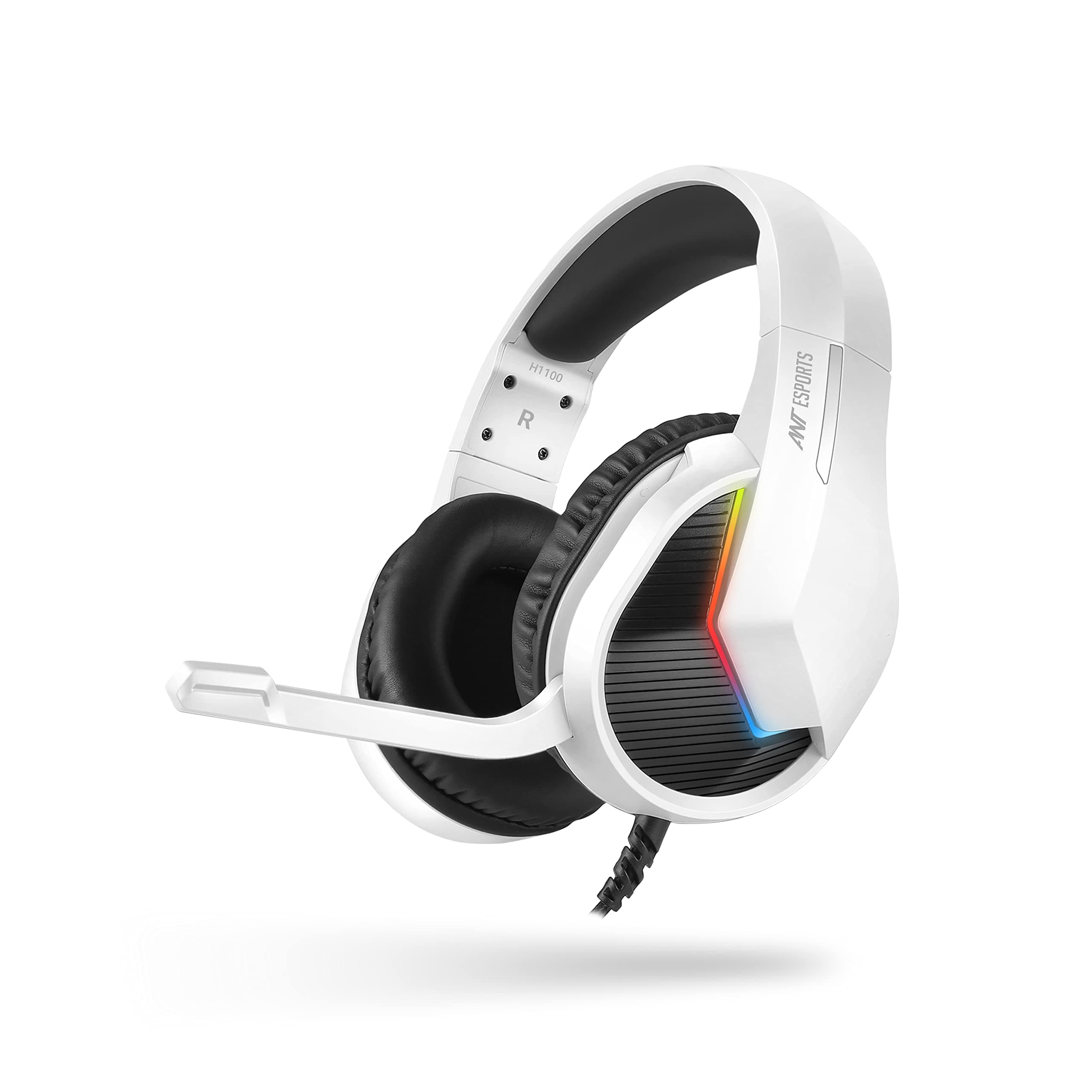 Ant Esports H1100 Pro RGB Wired Over Ear Gaming Headphones for PC / PS4 / PS5 / Xbox One / Switch1 with mic Frost White