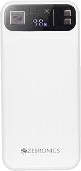 ZEBRONICS MB10000S13 Power Bank, 10000 mAh, Rapid Charge, 22.5W Output, Dual USB Output, PD 3.0 Type C, Built in Protections, Percentage Indicator, Ma...