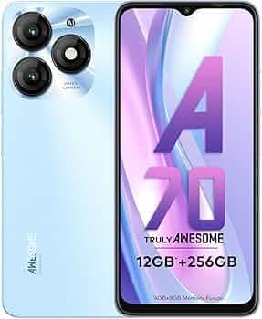 itel A70 Smartphone | 12GB* RAM, 256GB Storage | 8MP AI Selfie Camera | 5000mAh Battery | Type-C Charging | Dynamic Bar | Azure Blue