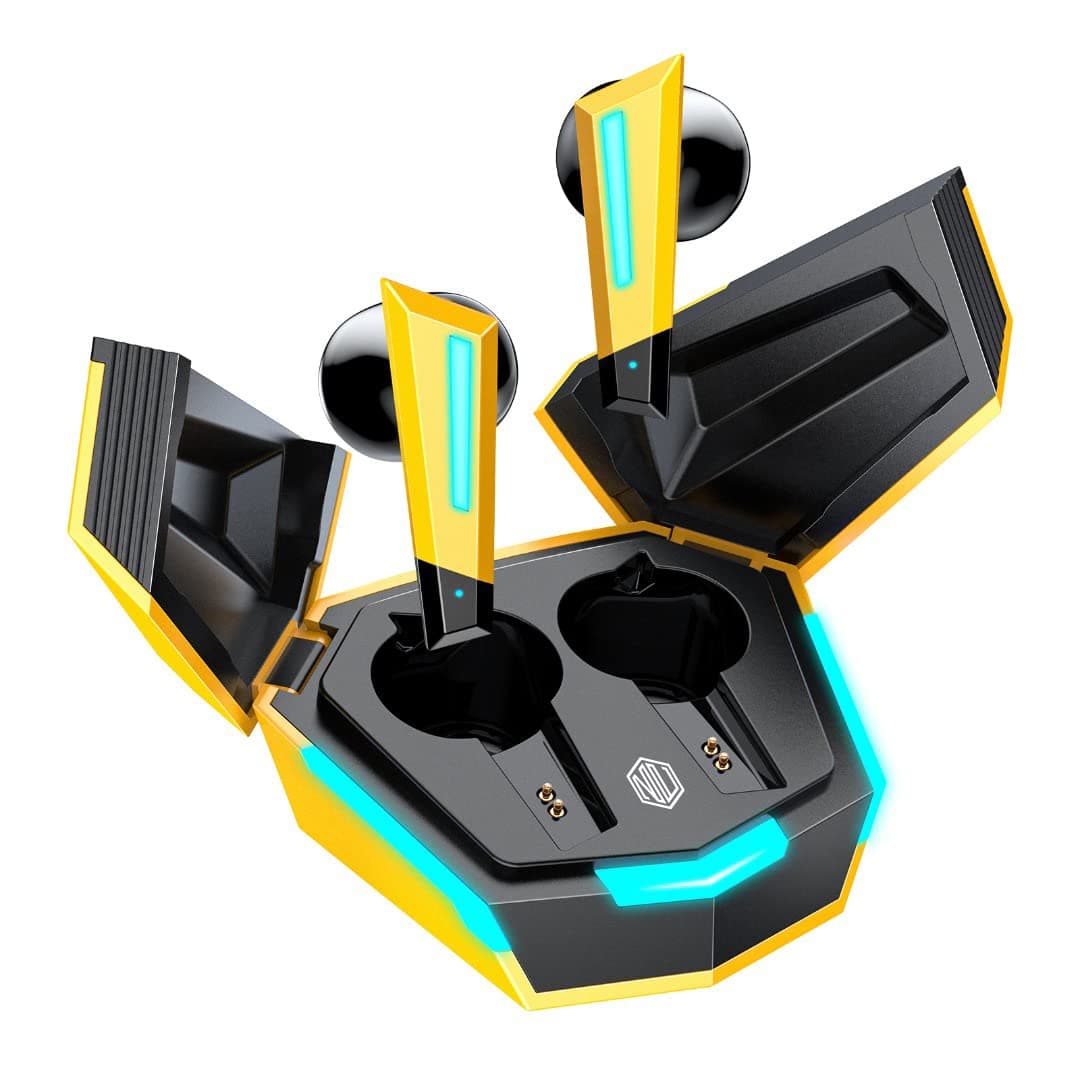 Nu Republic Transformer with Upto 40hrs Playtime, X-Bass, ENC, Hall Sensor, Dual Mode Bluetooth Headset (Yellow, True Wireless)