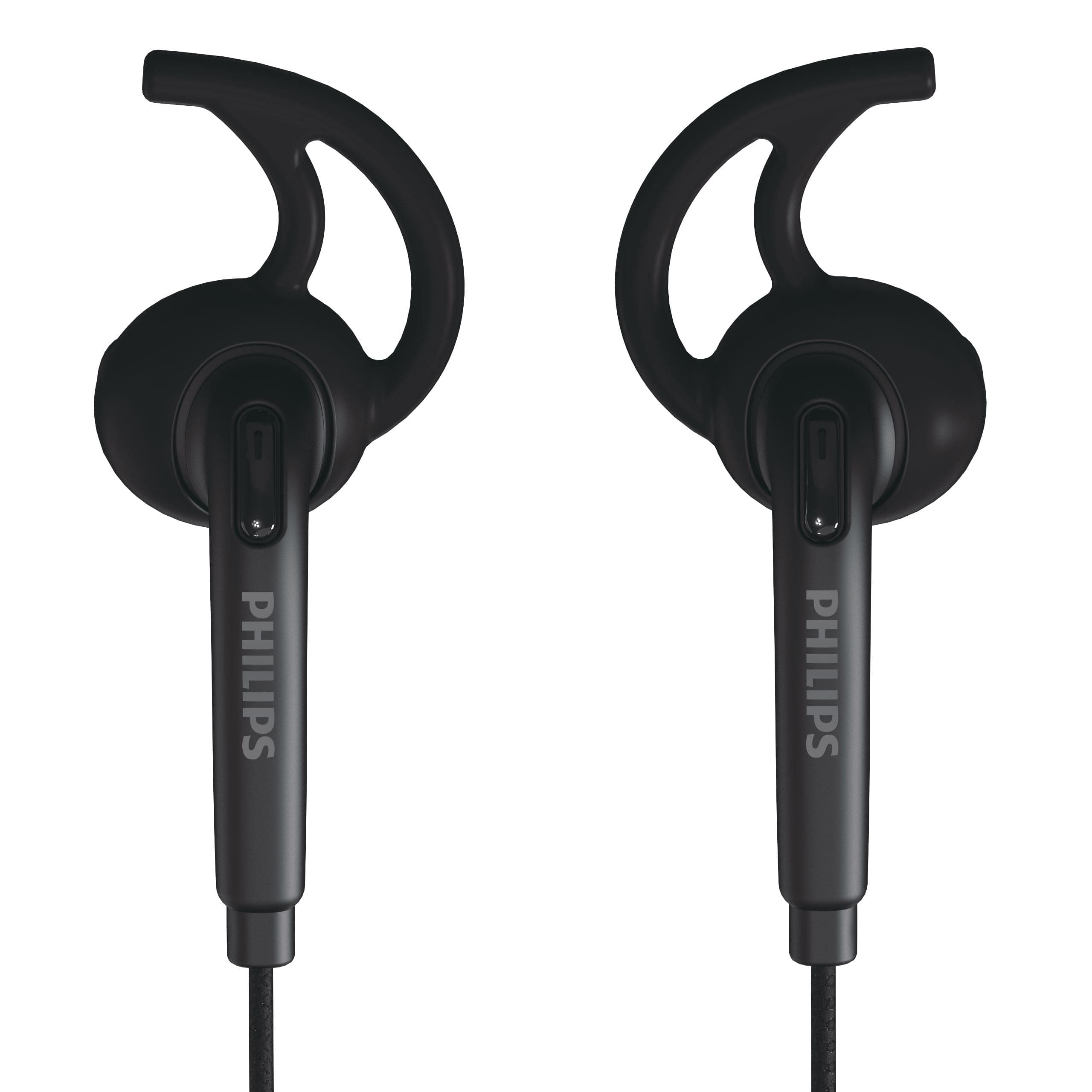 Philips TAA1009BK/94 in-Ear Sports Wired Earphones with Mic, 12mm Neodymium Drivers, Secure Fit Wing Tips, IPX4 Splash/Sweat Resistant, 3-Button Remot...