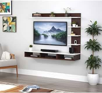 ClufRox 32 inch MDF C Shaped Wall Mounted TV Unit, Floating Cabinet for Wall for Living Room/Kid's Room/Bedroom Suitable for Upto 32 inches Smart tv (...