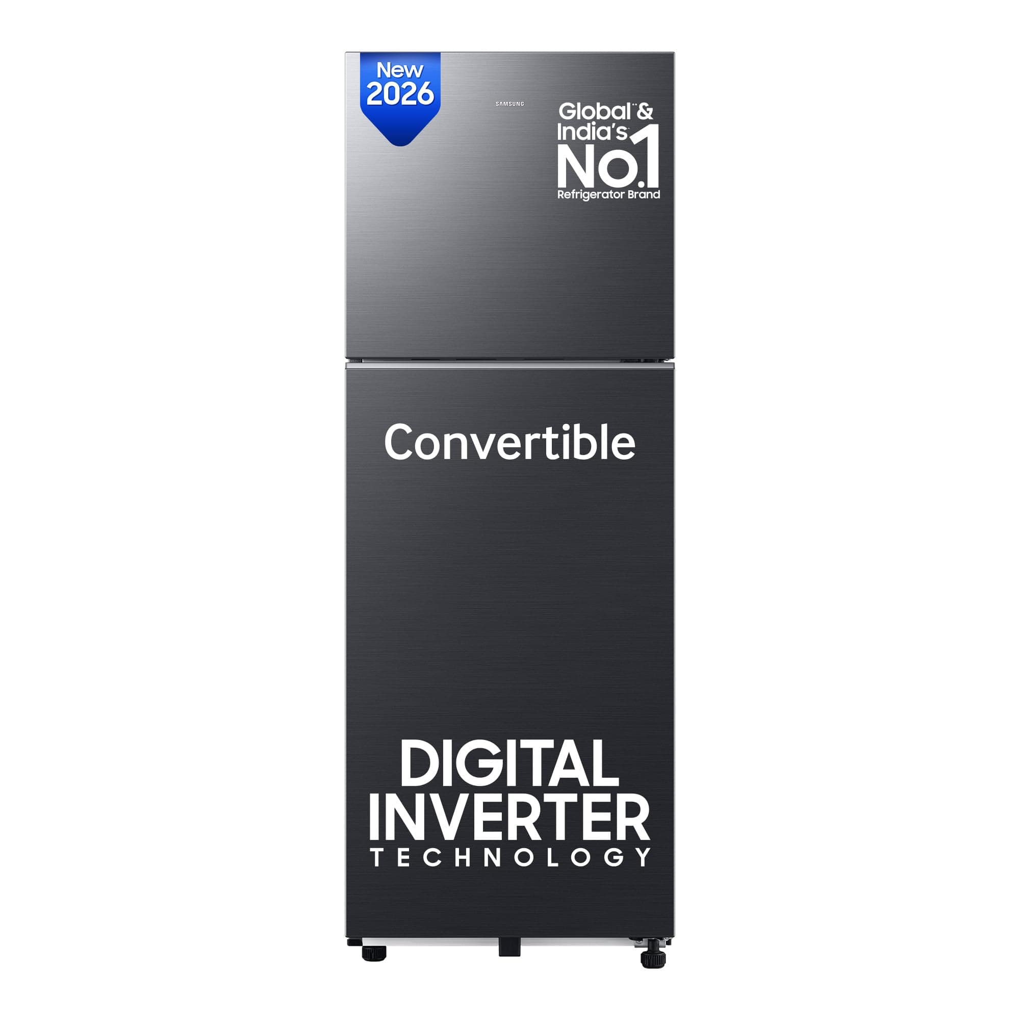 Samsung 236 L, 3 Star, Convertible, Digital Inverter Frost Free Double Door Refrigerator (RT40H28U3FHL, Black Caviar Matt, 2026 Model)