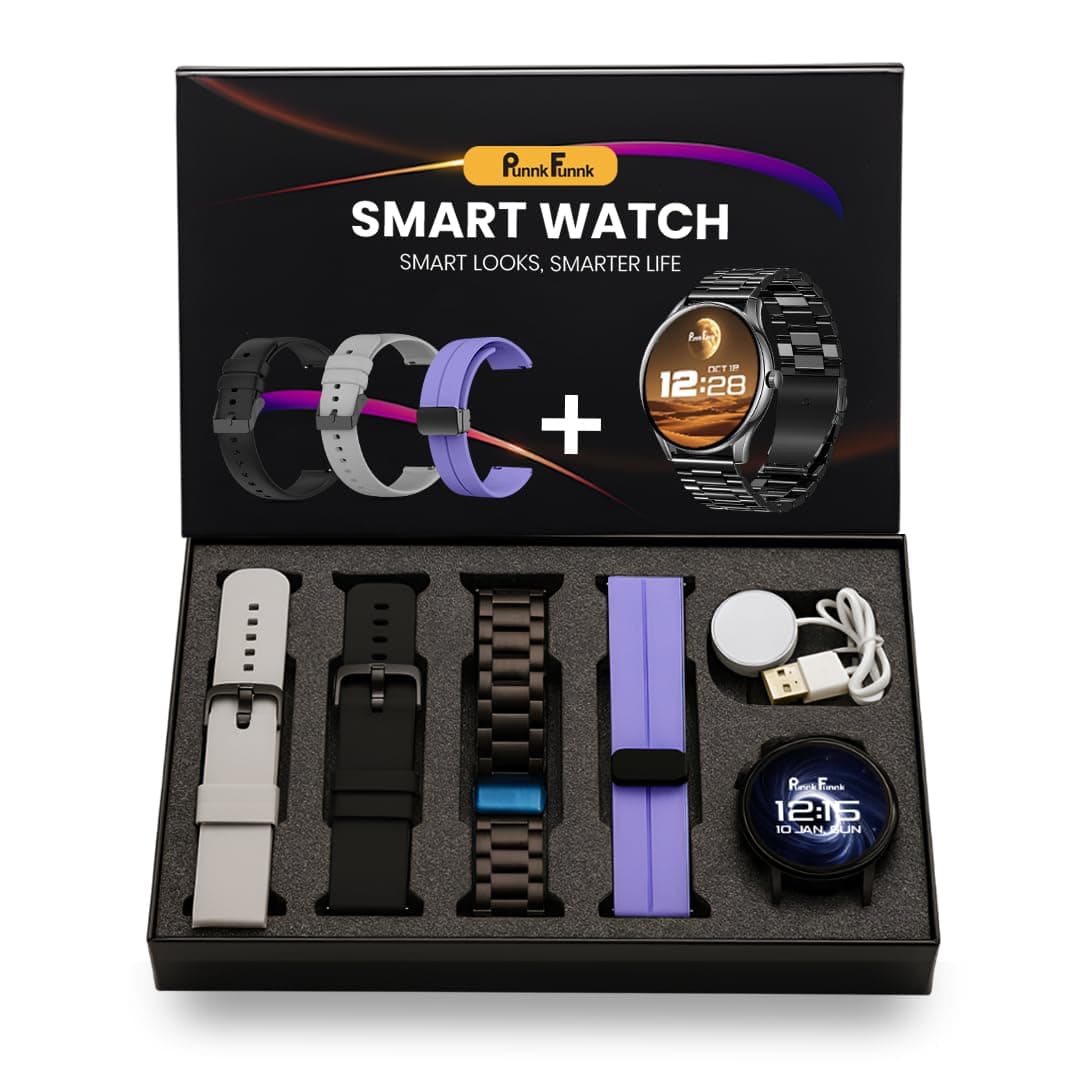 PunnkFunnk H20 Smart Watch Combo, Fitness Tracker with Bluetooth Calling, Heart Rate & SpO2 Monitor, IP67, Smartwatch for Men & Women, Multi-Sport Mod...