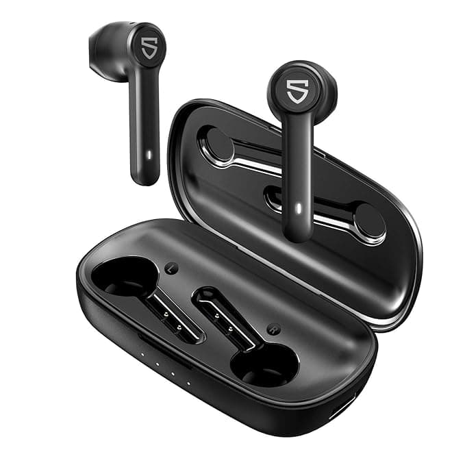 SOUNDPEATS TrueBuds True Wireless Earbuds Semi-in-Ear TWS Earphones with in-Built Mic. Bluetooth 5.0 Headphones, 2600 mAH Charging Case, Total 70 Hour