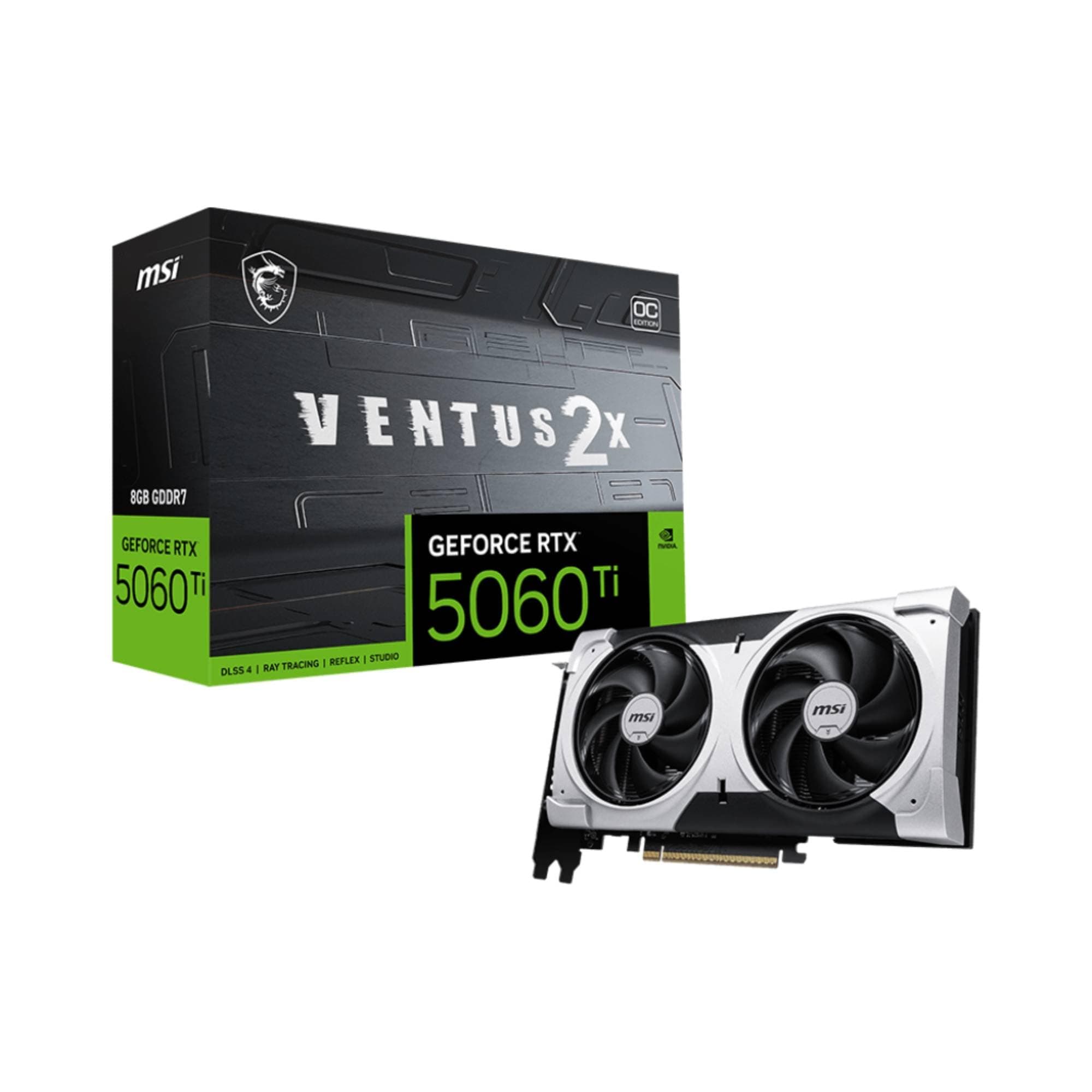 MSI GeForce RTX 5060 Ti 8G Ventus 2X Plus Graphic Card - NVIDIA GeForce RTX 5060 Ti GPU, 8GB GDDR7 128-bit Memory, 28 Gbps, PCI Express Gen 5 x16 Inte...