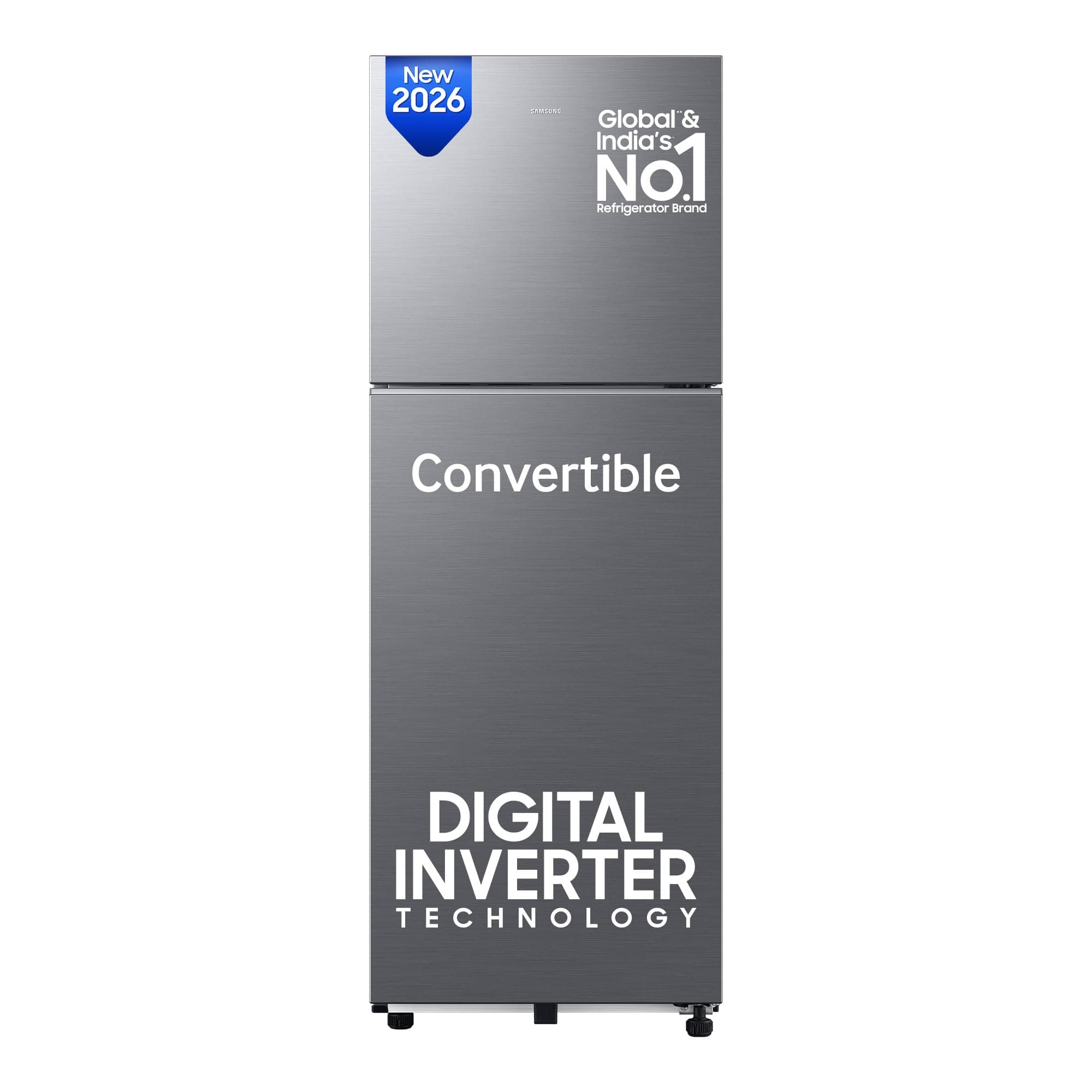 Samsung 256 L, 3 Star, Convertible, Digital Inverter Frost Free Double Door Refrigerator (RT40H30U3THL, Silver, Matt Doi Metal, 2026 Model)