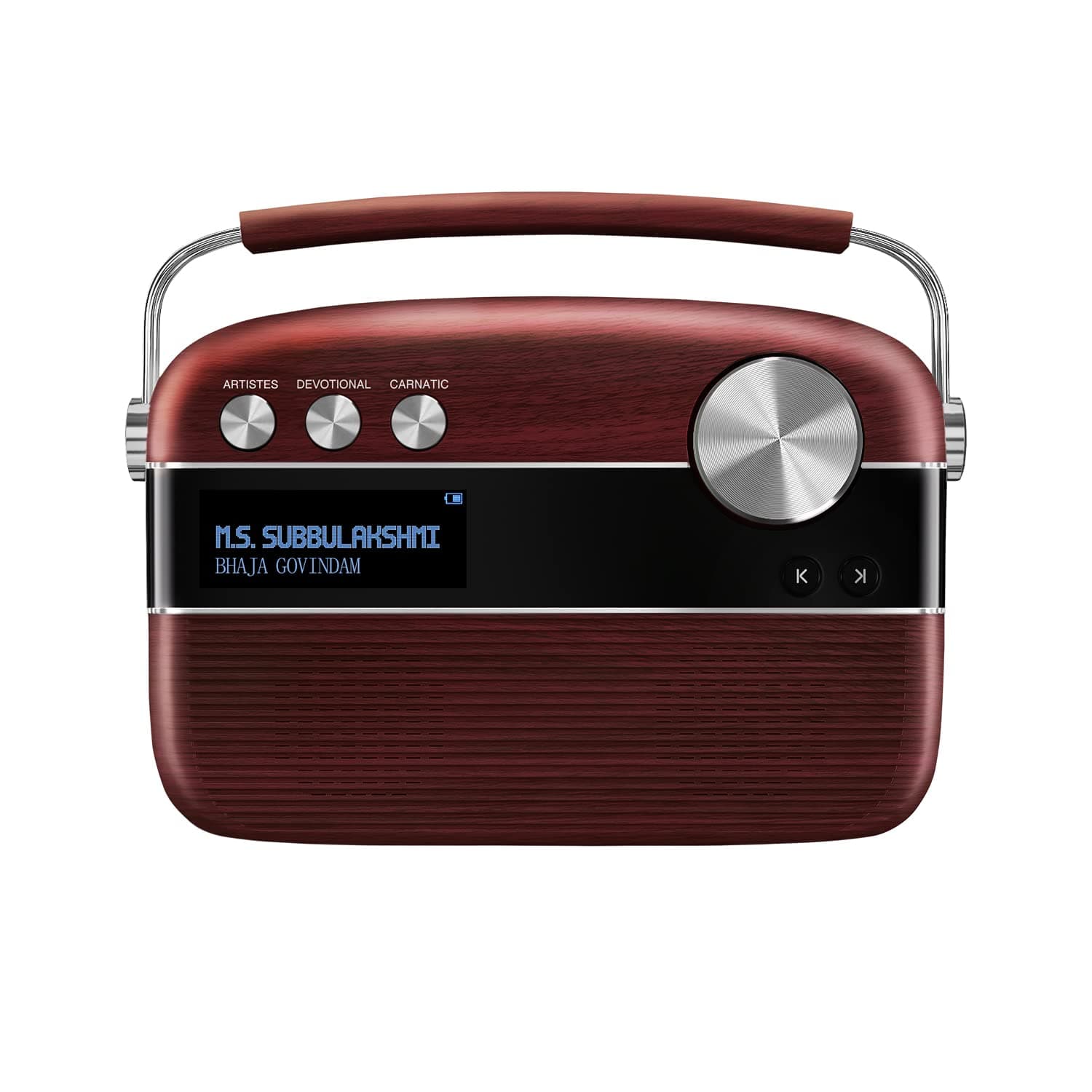 Saregama Carvaan Tamil - Portable Music Player with 5000 Preloaded Songs, FM/ BT/AUX (Cherrywood Red)
