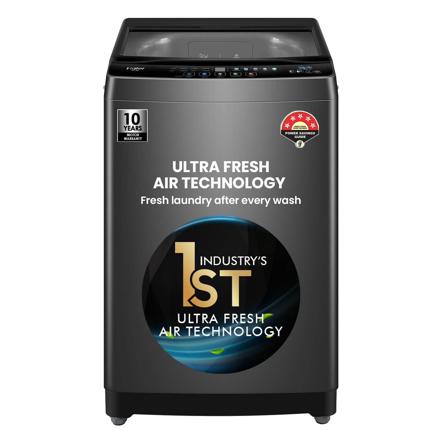 Haier 10.5 Kg 5 Star Fully Automatic Top Load Washing Machine With Ultra Fresh Air Technology, Oceanus Wave Steel Drum (ETL105-CAFS8, Grey, Black, Cus...