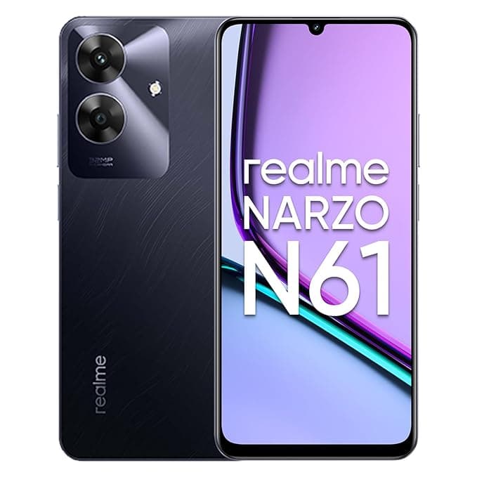 realme NARZO N61 4G Smartphone 6+128GB Black,6.56-inch Screen,90Hz Display,5000mAh Battery, 32MP Camera,UNISOC T612, IP544 Dust & Water Resistant,Bend...