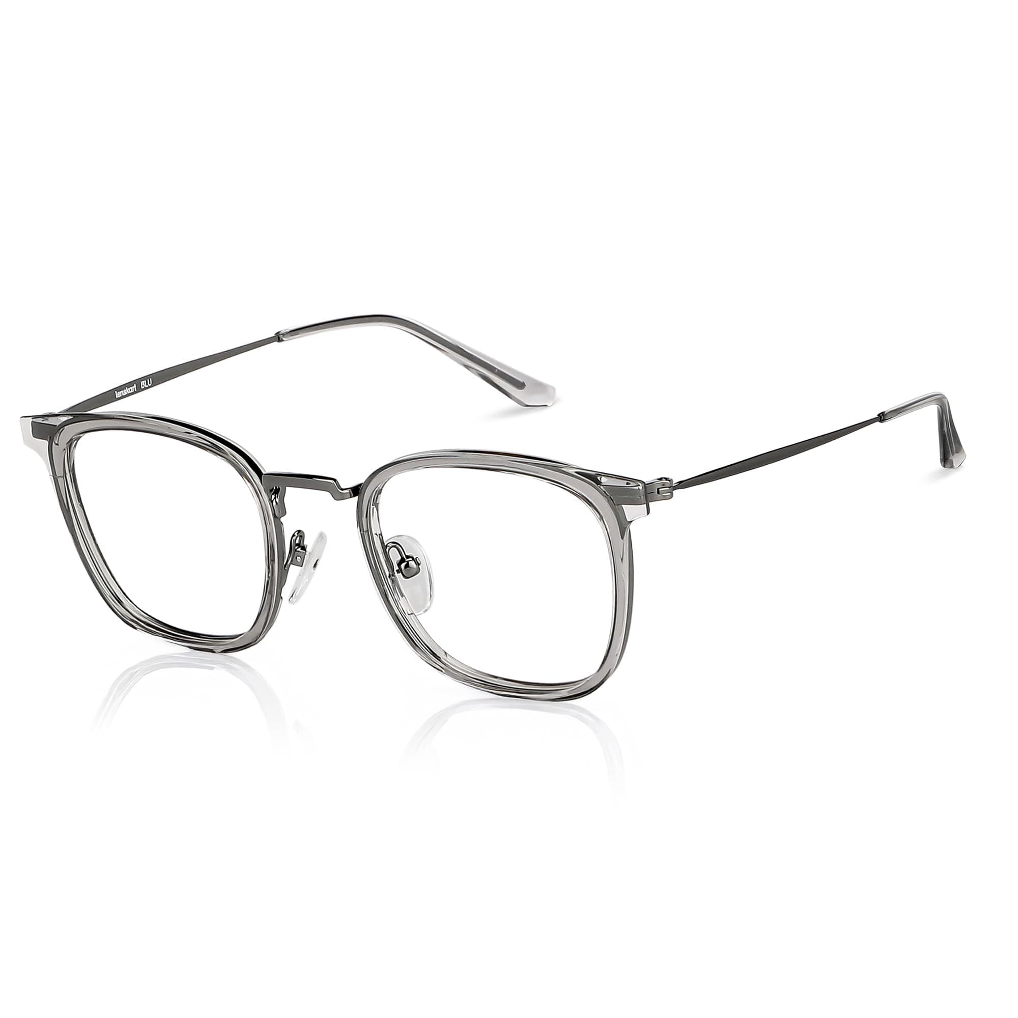 Lenskart Blu | Bluecut & Antiglare Computer Eyeglasses | Grey Full Rim Square Shape | For Men & Women | Medium | LB E13529