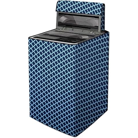 The Furnishing Tree Washing Machine Cover Check Blue Compatible for Bosch 6.5 Kg Fully-Automatic Top Loading WOE652D0IN