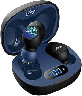 pTron Bassbuds Pro (New) in-Ear True Wireless Bluetooth 5.1 Headphones with Deep Bass, Low Latency Gaming TWS Earbuds, Touch Control, IPX4 Water/Sweat
