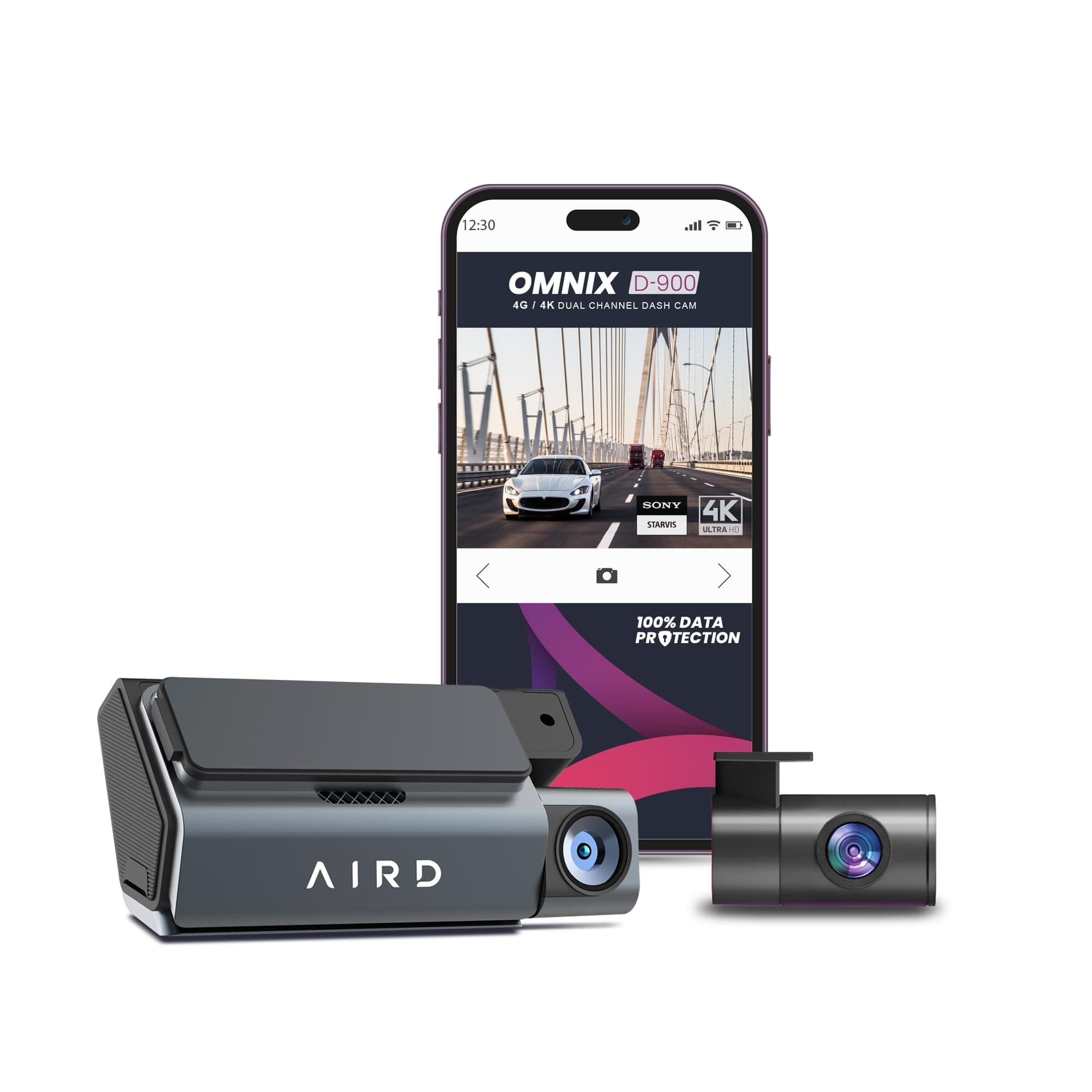 AIRD OMNIX D900 4G DashCam Dual Channel Most Advanced Dashcam with True 4K Ultra HD, Sony STARVIS,HDR, Rear cam,5G WiFi, External GPS Logger for Accur...