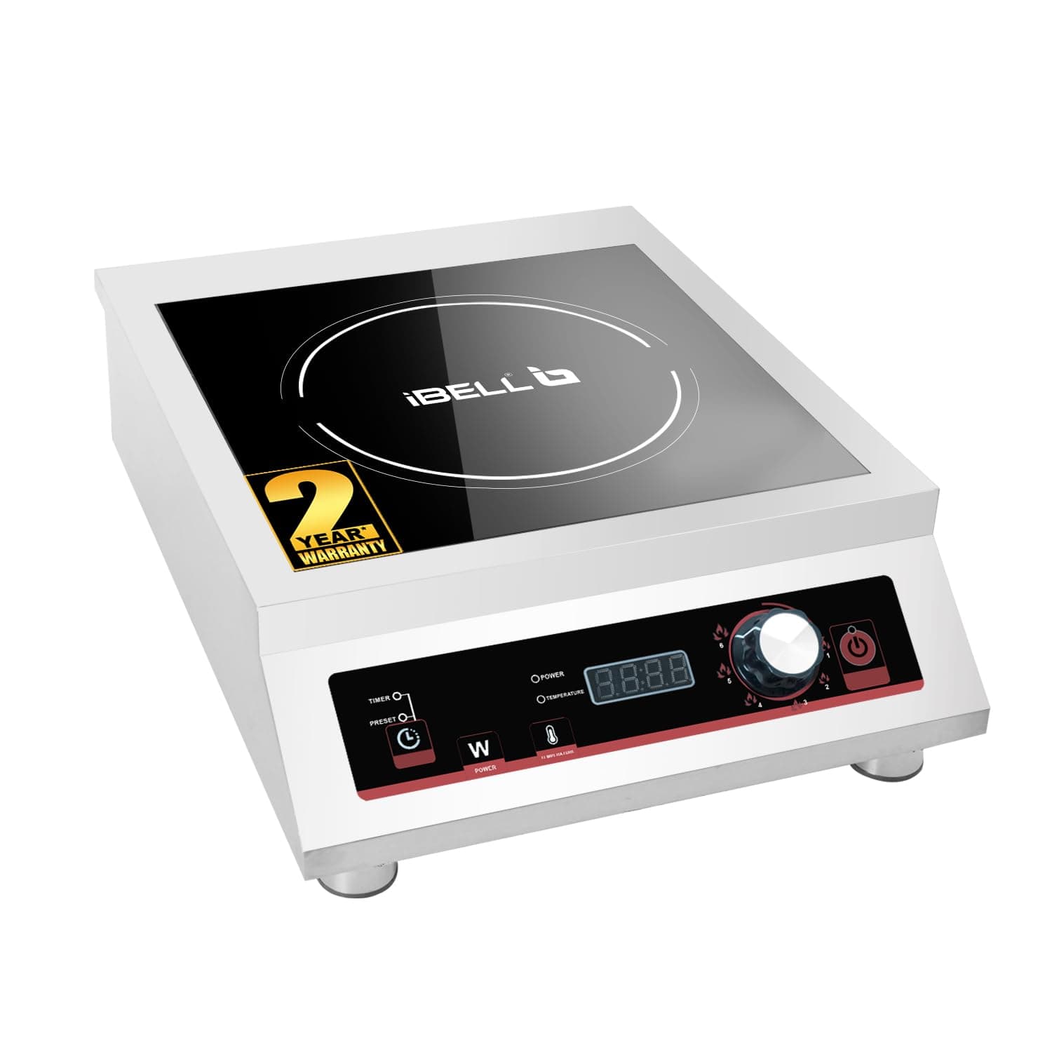 IBELL IBL RAPID PLUS 3500W Induction Cooktop, Toughened Glass Top, Strong Metal Body, Auto-Off Protection, Timer Function, Heavy-Duty for Home and Com...