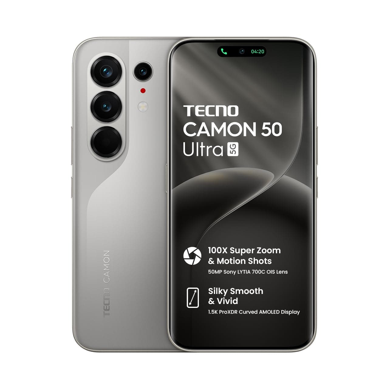 Tecno CAMON 50 Ultra 5G (Nebula Titanium, 8GB+256GB | 100X Super Zoom & Motion Shots 50MP Sony LYTIA 700C OIS Lens | Silky Smooth & Vivid 1.5K ProXDR ...
