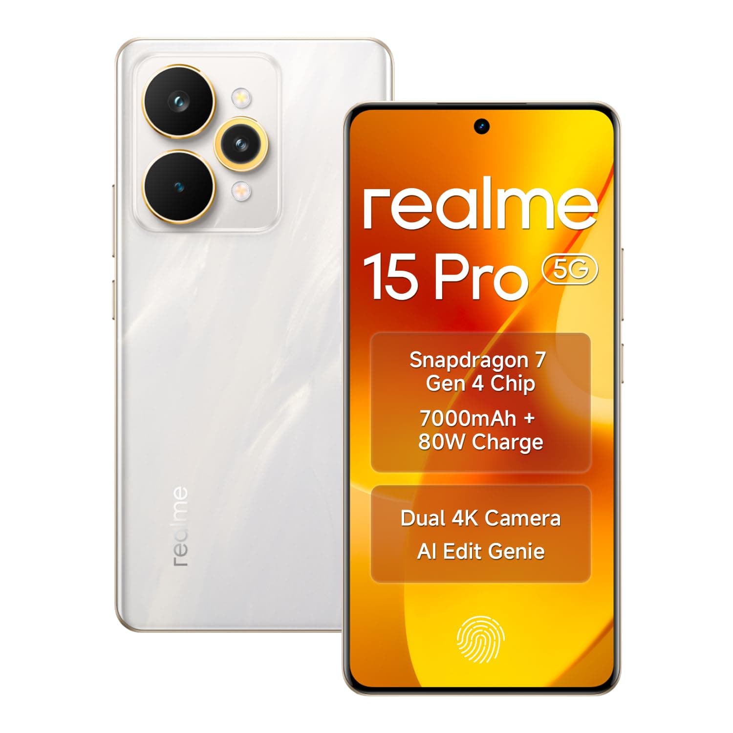 realme 15 pro 5G Smartphone Snapdragon 7 Gen 4, 8GB RAM 128GB 6.8" Display 144Hz, 7000mAh Battery 80W Fast Charge IP69 Waterproof 4K AI Camera (Silver...