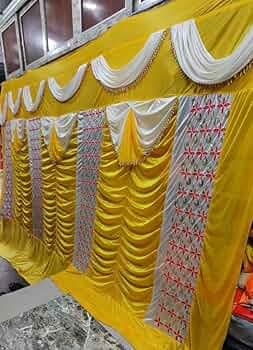 BMLP Tent Parda Lycra Perfect For Gatherings Weddings And Garden Parties Stylish Shelter For Unforgettable Occasions (15 * 10 Feet Yellow & White)