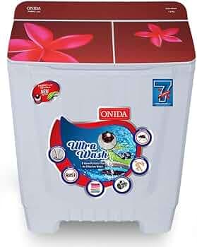 Onida 7.2 kg Ultra Wash, Hydraulic Designer Glass Lid Semi Automatic Top Load Washing Machine (S72GS)