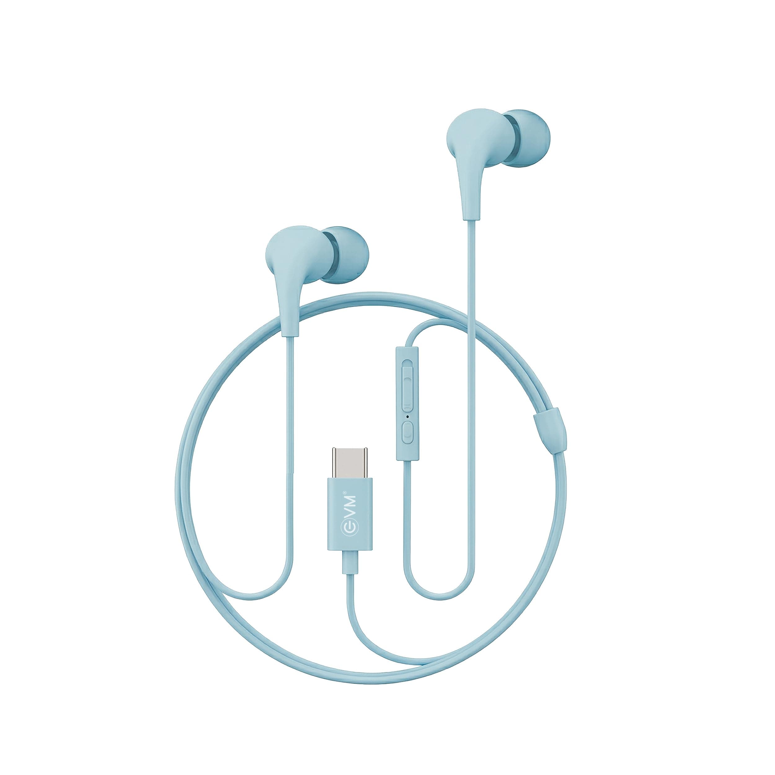 EVM Type-C Wired Earphone |HD Mic| in-Line Music & Call Controls | Drivers | Powerful Audio | Unique Earbuds Design | Ster...