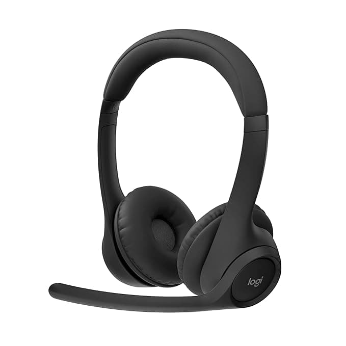(Refurbished) Logitech Zone 300 Wireless Bluetooth Over Ear Headset with Noise-Cancelling Microphone, Compatible with Windows, Mac, Chrome, Linux, iOS,iPados, Android – Black