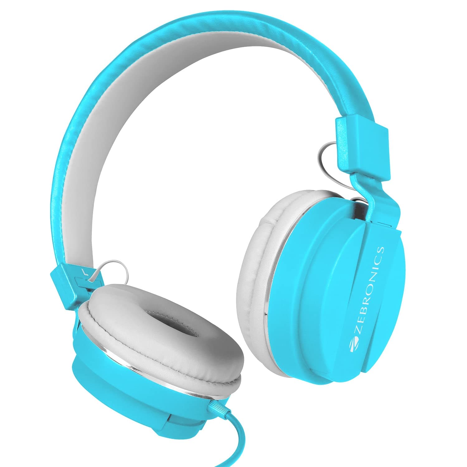 Zebronics Zeb-Storm Wired Headphone with 3.5mm Jack, Built in Microphone for Calling, 1.5 Meter Cable, Soft Ear Cushion, Adjustable Headband, Foldable Ear Cups and Lightweight Design (Blue)
