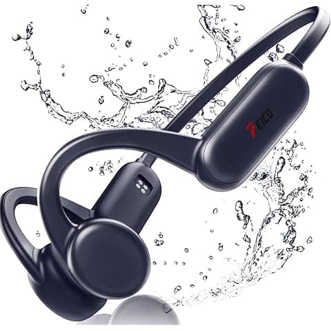 FEICO Bone Conduction Headphones with Built-in MP3 – 32GB Sports Headset, IP68 Waterproof, Bluetooth 5.3 Open-Ear Earphones for Swimming, Running, Cycling & Driving, Mic Included