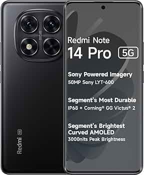 Redmi Note 14 Pro 5G (Titan Black, 8GB RAM+ 128GB Storage) | Mediatek Dimensity 7300 Ultra Processor | AMOLED Display | Dual Nano-SIM | 5500mAh Batter...