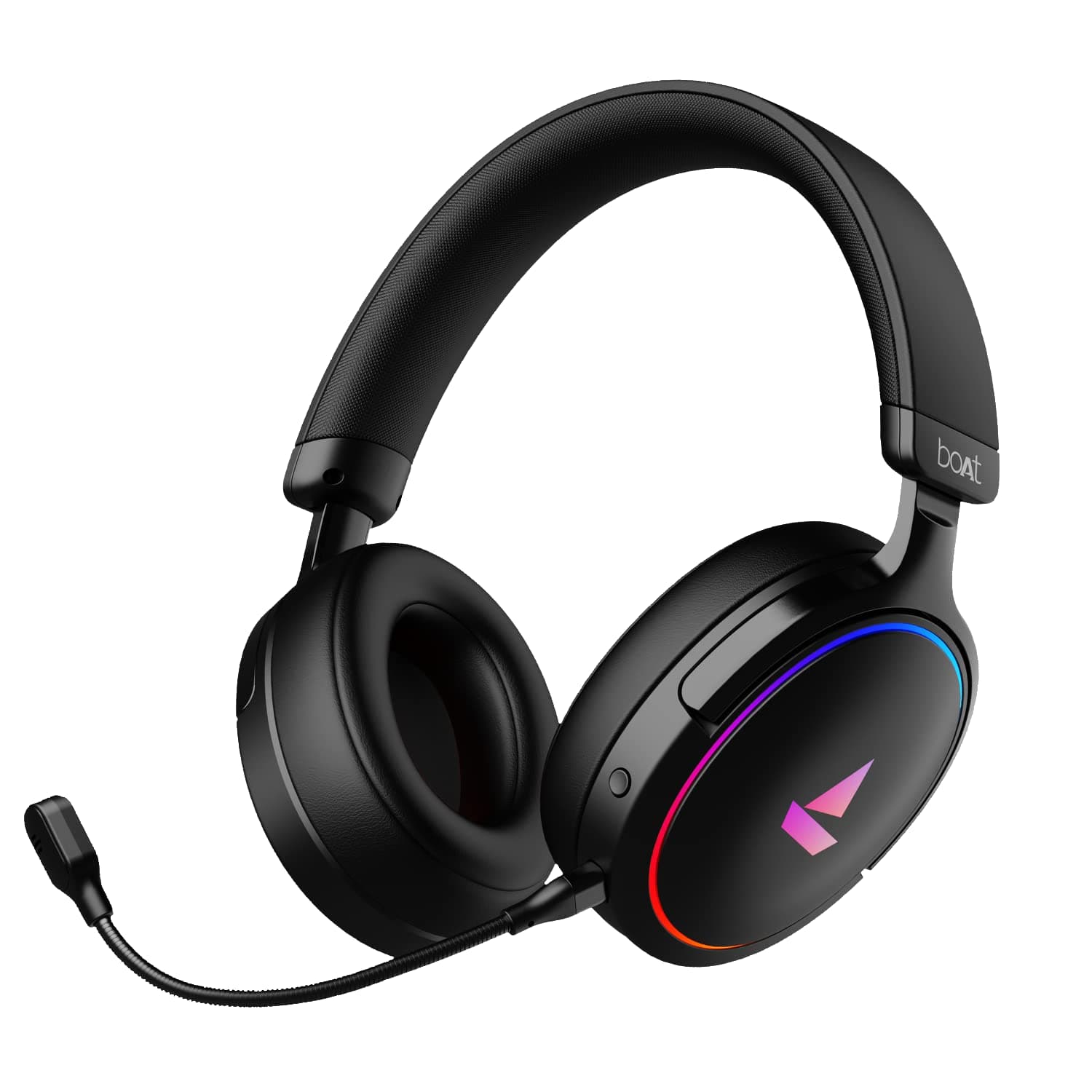 boAt Newly Launched Immortal IM 300 Over-Ear Gaming Headphones with 50mm Drivers, 3D Spatial Sound, RGB LEDs, Dual Mics & Driver Customizations via boAt Plugin Labz for PC & Smartphones(Black Sabre)