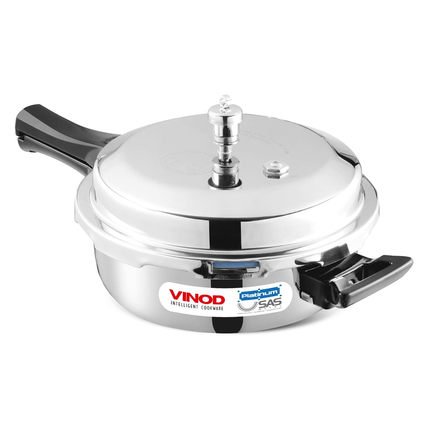 Vinod Platinum Triply Stainless Steel Pressure Cooker with Induction Base - 3.5Litre | Junior Pressure Cooker | Induction Base Pressure Cooker - ISI Certified, Silver,Comes with 2 Years Warranty