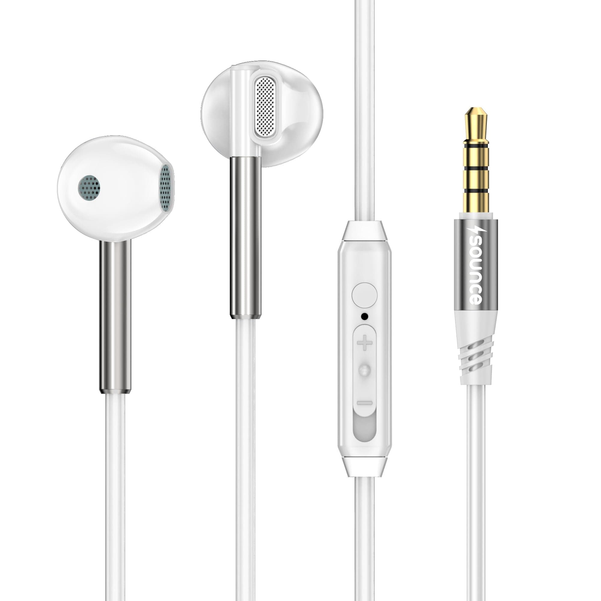 Sounce BassPulse In Ear 3.5mm Wired Headset with Deep Bass 14.2mm Dynamic Driver HD Mic In-Line Music Controls Tangle-Free Durable TPE Cable Sweatproo...