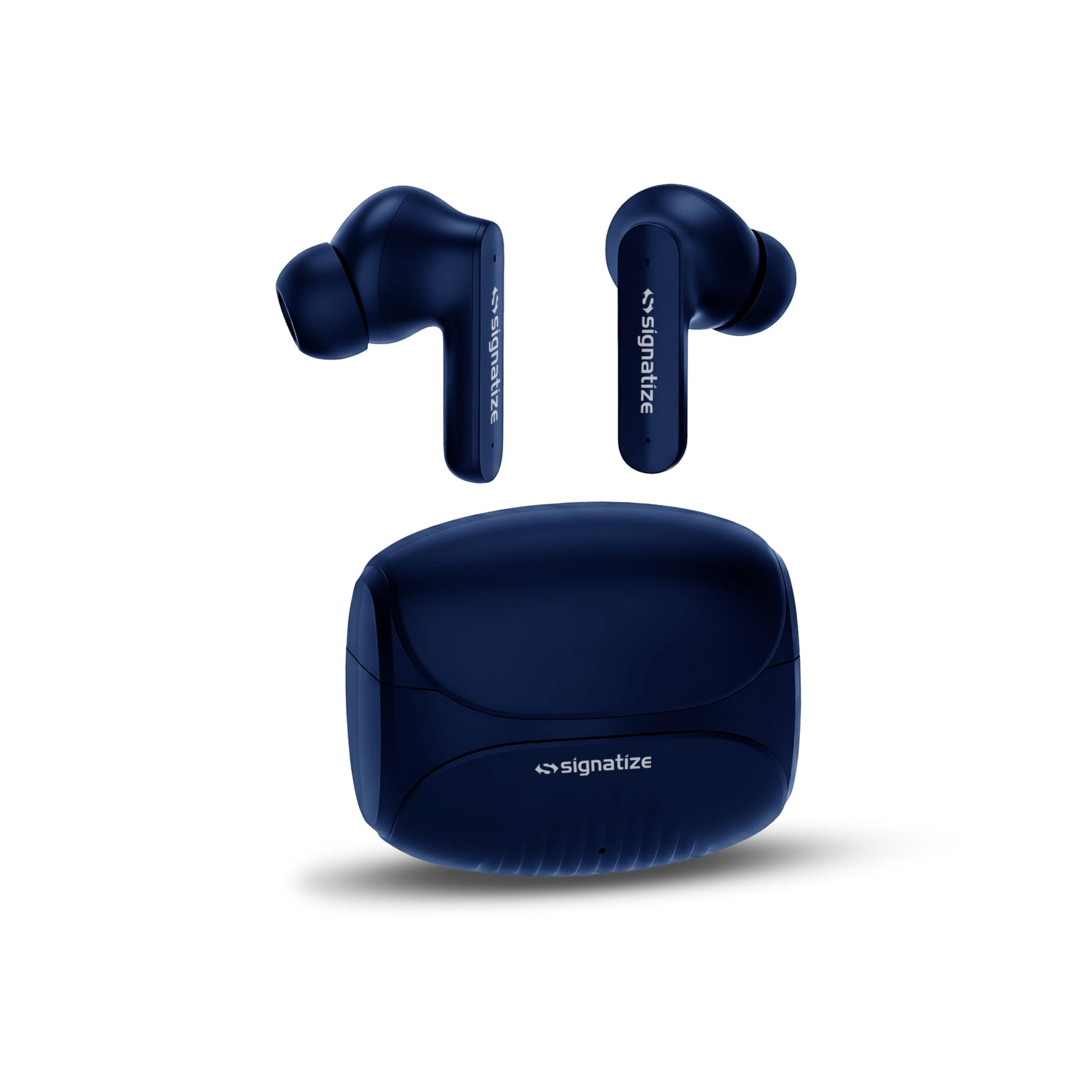 True Wireless Earbuds with 45H Playtime, 10mm Deep Bass Drivers, Bluetooth 5.4, Low Latency, Ergonomic Natural Fit, and Type-C Fast Charging (Navy Blu...