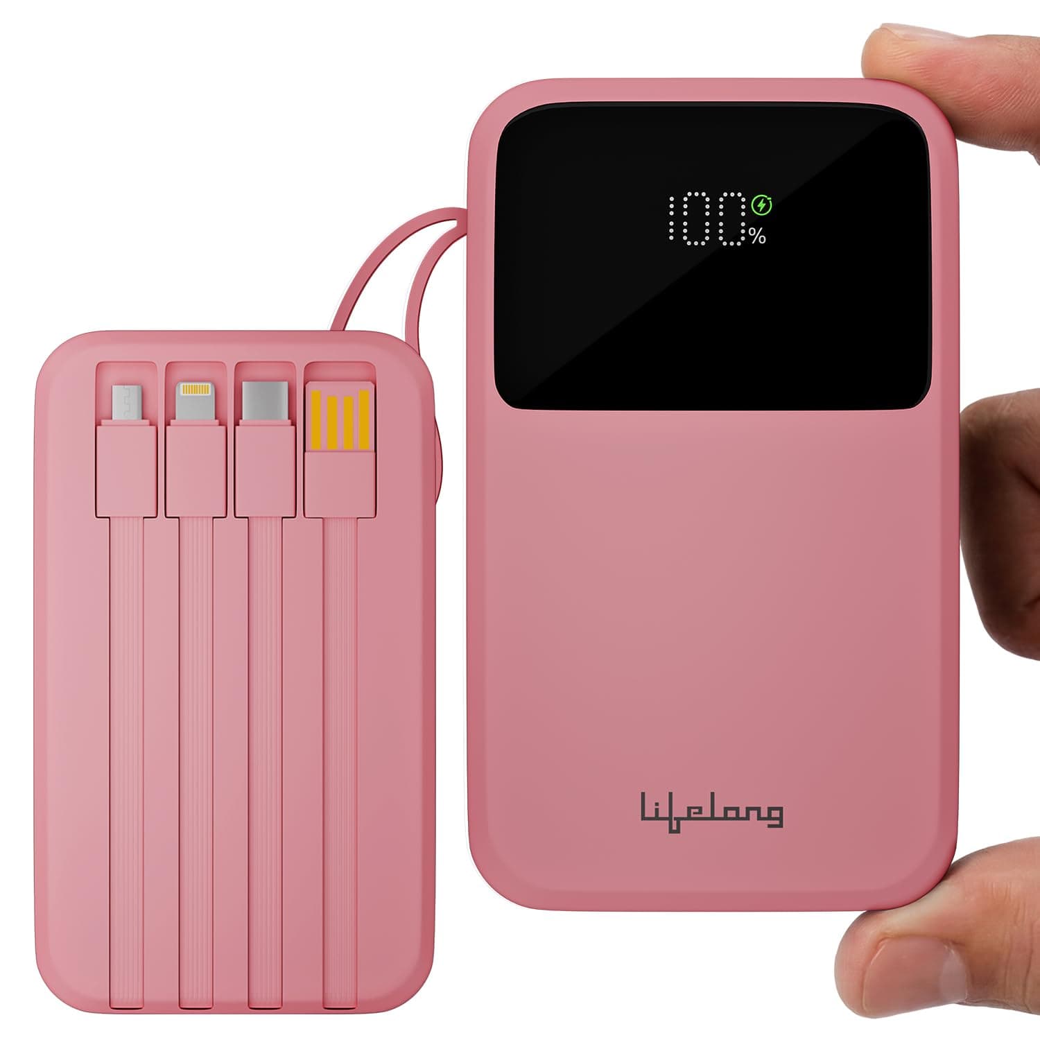 Lifelong Electronics 20000mAh 22.5W Fast Charging Power Bank | 3 Inputs (1 Built-in USB A Cable + 1 C + 1 Lightning Port) & 6 Outputs (3 Built-in Cabl...