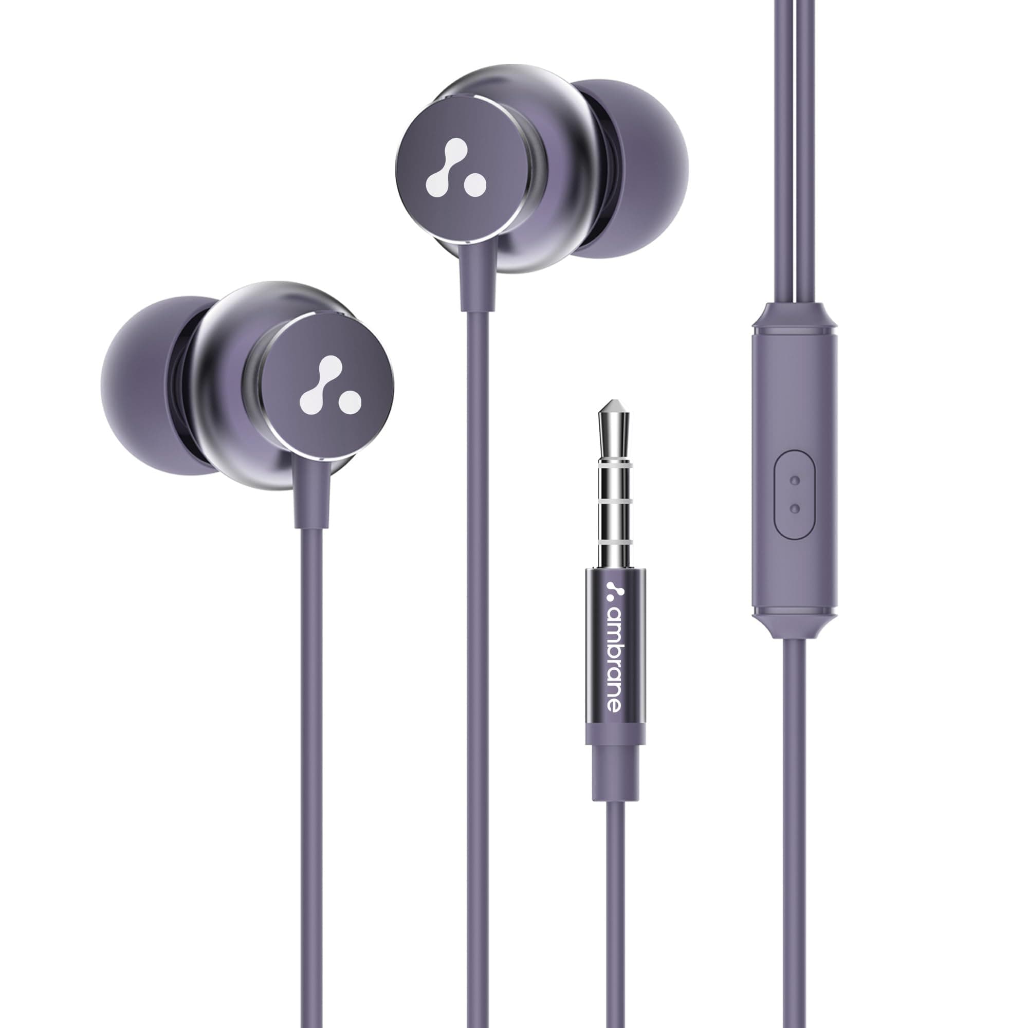 Ambrane Stringz 38 Wired Headphones with Mic, Powerful HD Sound with High Bass, Tangle Free Cable, Comfort in Ear Fit, 3.5mm Jack (Green)
