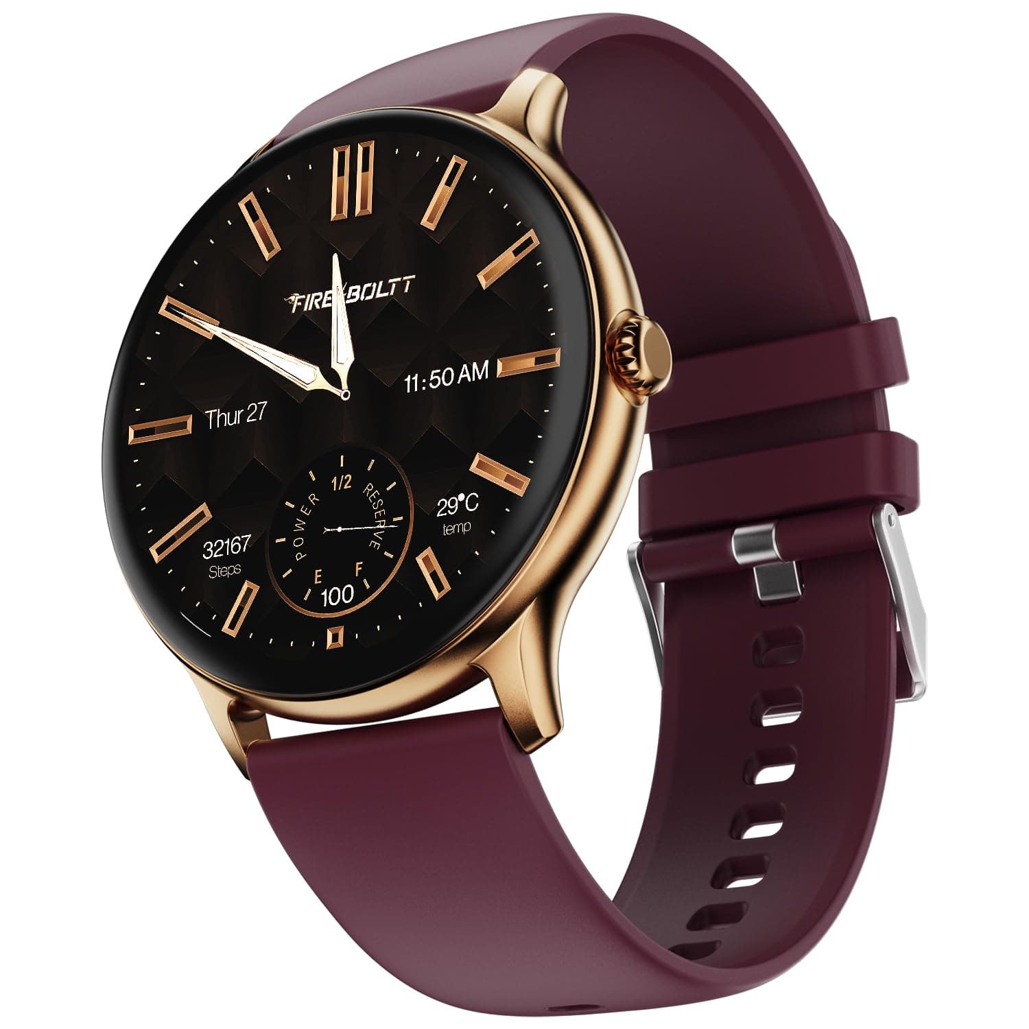 Phoenix Pro Smart Watch 1.39 inch Bluetooth Calling, AI Voice Assistant, Metal Body with 120+ Sports Modes, SpO2, Heart Rate Monitoring (Burgandy)