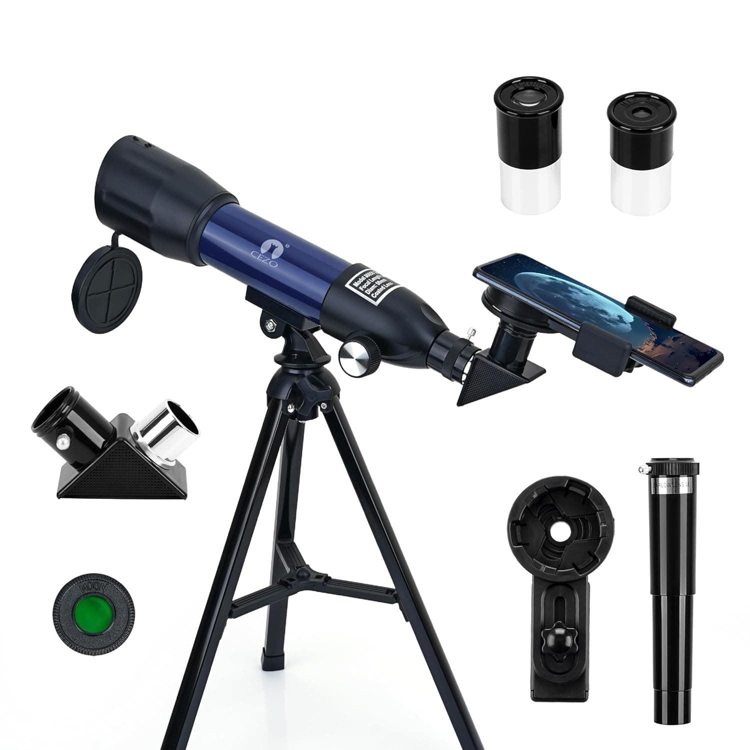 Cezo Telescope for Adults & Kids, 70mm Aperture Astronomical Refractor Telescopes for Astronomy Beginners (15X-150X), 300mm Portable Telescope with an...