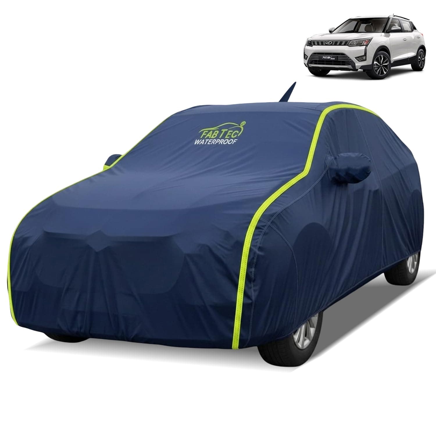 FABTEC Waterproof Car Body Cover for Mahindra XUV 300 Outdoor/Indoor All Weather Protection with Mirror & Antenna Pocket Triple Stitched (Premium Navy...