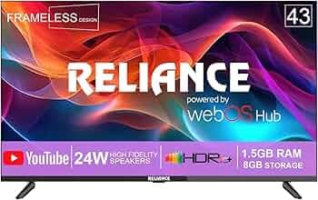 Reliance 108 cm (43 inch) QLED Ultra HD (4K) Smart WebOS TV with Frameless Design & Magic Remote (RGT43WB3972UHD)