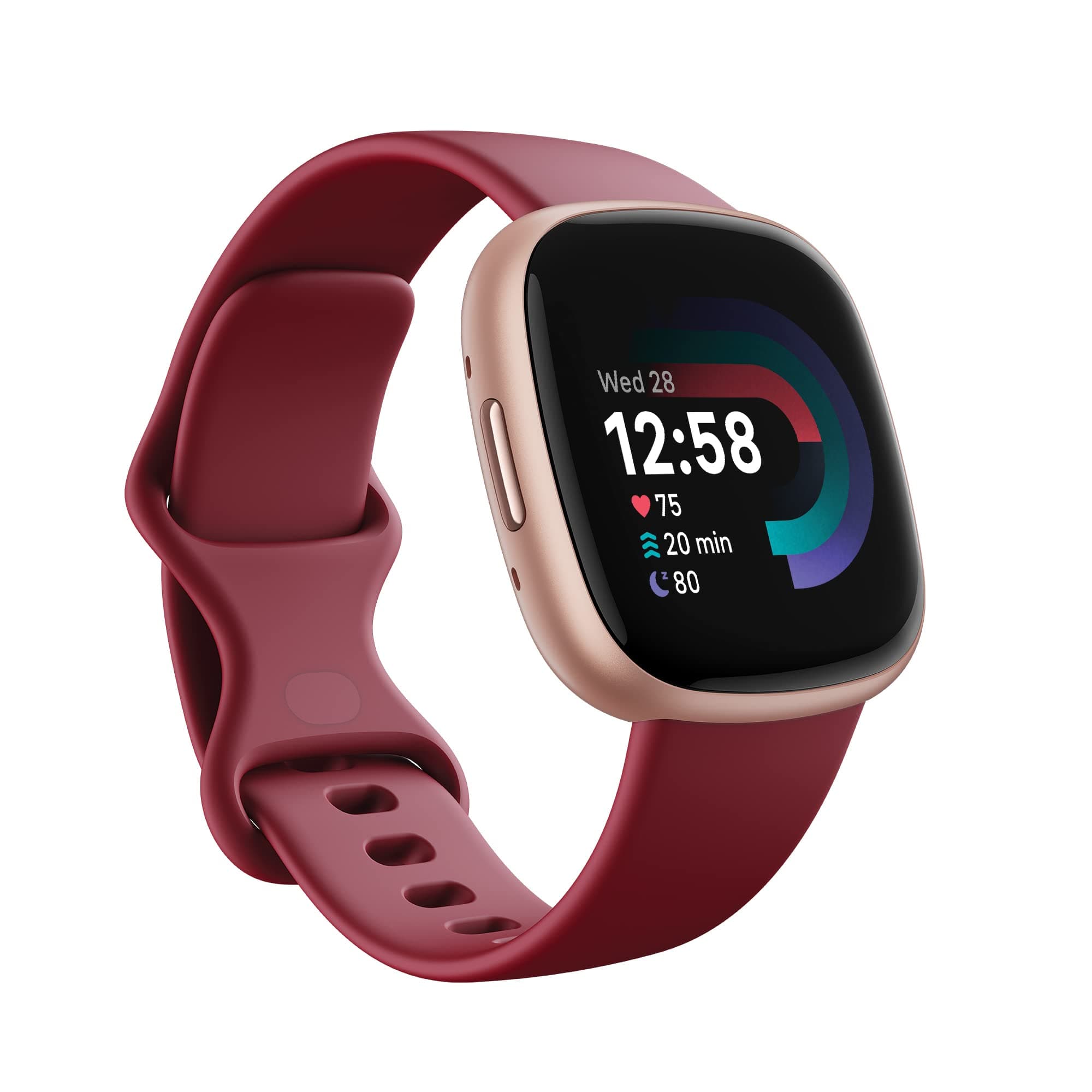 Fitbit Versa 4 Fitness Watch (Beet Juice / Copper Rose Aluminium) with 6-Month Premium Membership