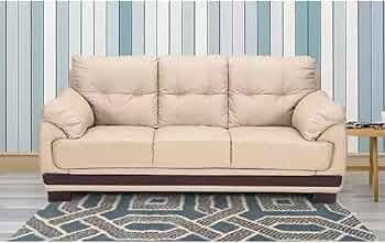 Royaloak Johor Malaysian Half Leather 3 Seater Sofa | Genuine Leather Body Touch | Tufting Design | 3 Seater Sofa for Living Room| Pocket Spring | Sol...