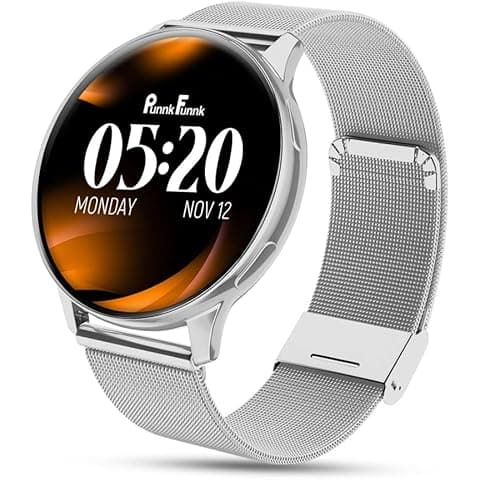 PunnkFunnk Active 2 Smartwatch, 1.39” HD Round Display, Bluetooth Calling, Heart Rate & SPO₂, 100+ Sports Modes, IP67, Long Battery Life for Men & Women (Millanese Silver)