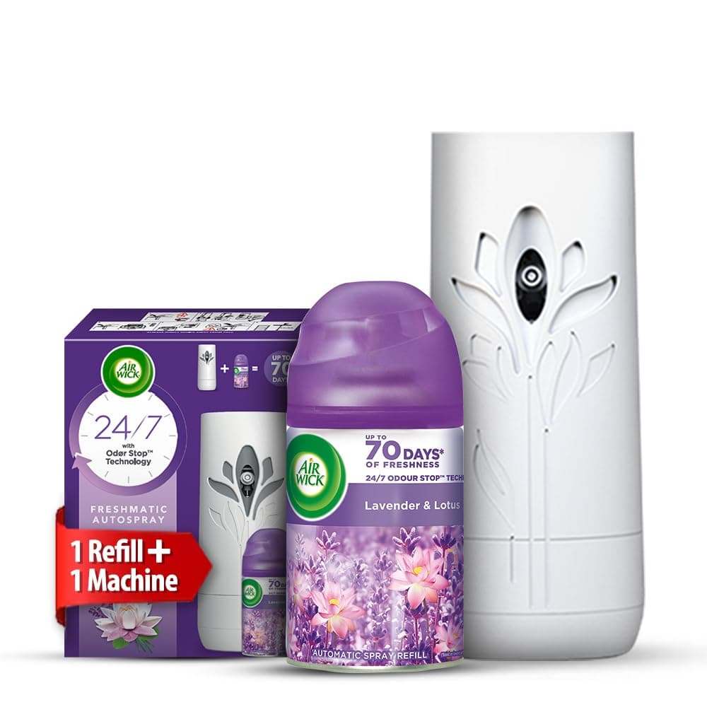 Airwick Freshmatic Air Freshner Complete Kit, Hills of Munnar - 250 ml (Lavender & Lotus)