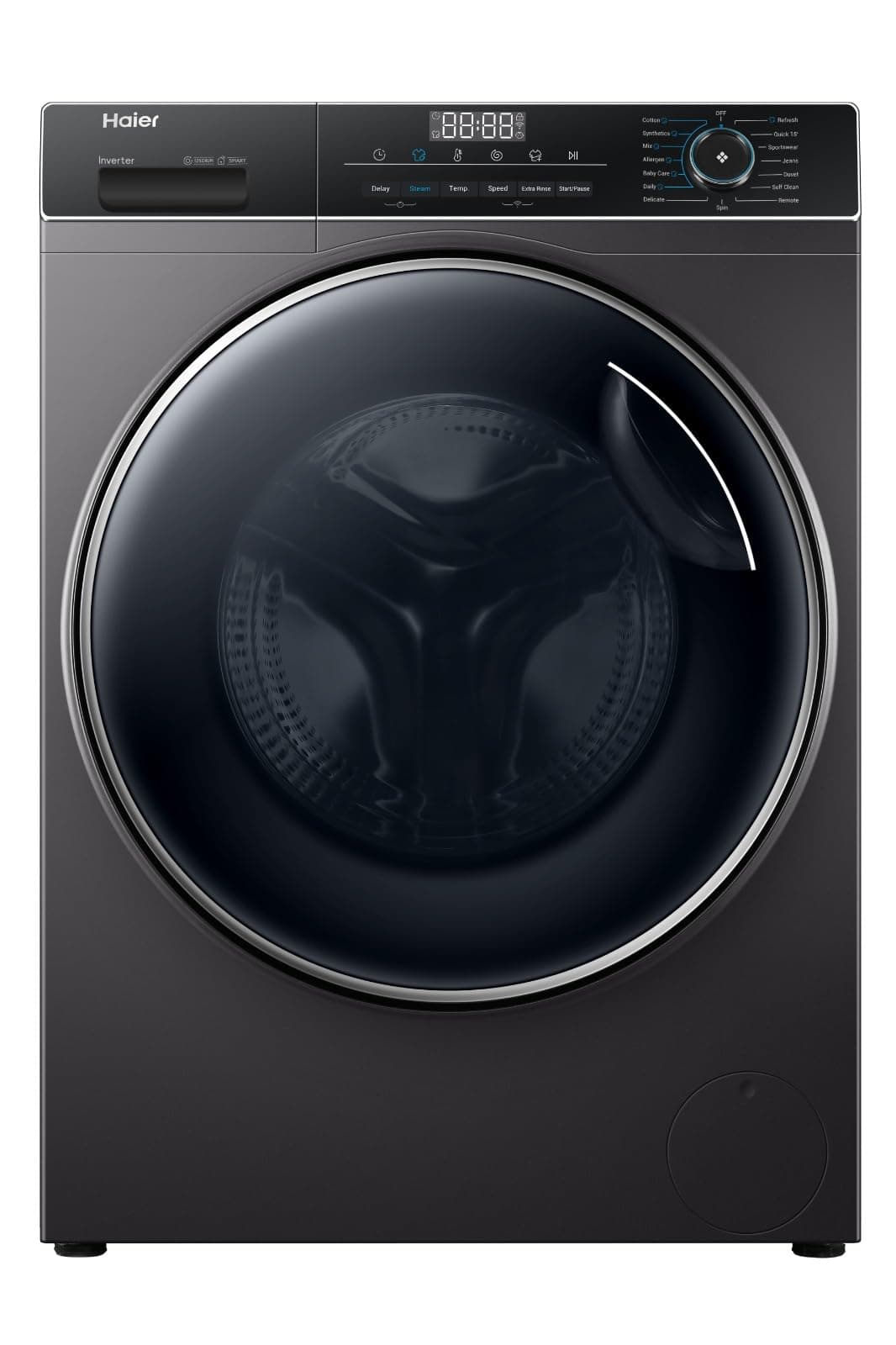 Haier 8 Kg 5 Star Inverter Direct Motion Motor Fully Automatic Front Load Washing Machine (2023 Model, HW80-IM12929CS8U1, 525 Super Drum, Puri Steam,D...
