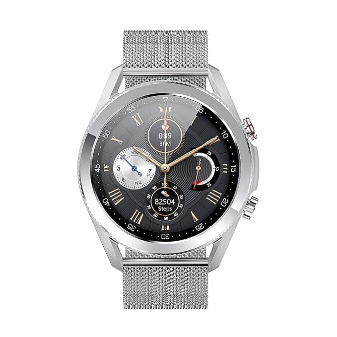 French Connection L19 Series Unisex Smartwatch with Full Touch Screen, Metal case, Bluetooth Calling with mic and Speaker, Continuous Heart Rate & Blo