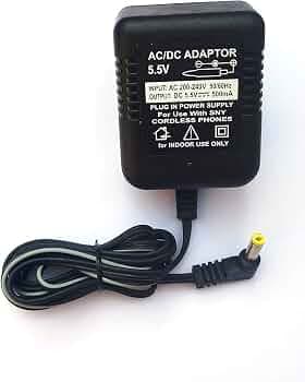 PRR-V 5.5V 500Ma Universa Ac Power Adaptor For Cordless Telephone, 2 Pin, Black